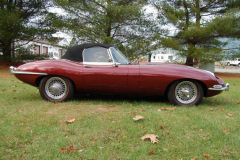 Jaguar XKE Roadster Series 1 5 Burgundy 1967 Passenger Side View