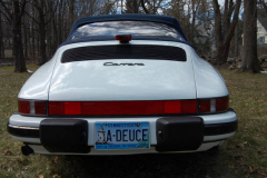 Porsche 911 Cab White 1988 Rear View